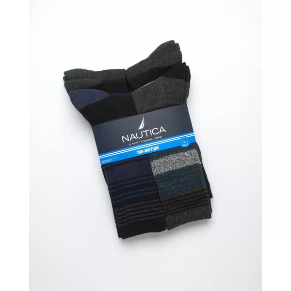 Nautica Mens Dress Socks  LightCushion Crew Socks 5 PackGreyBlack Stripes