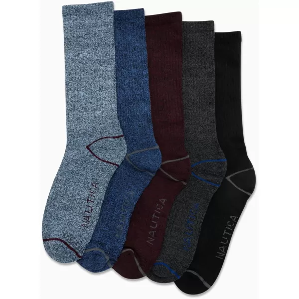 Nautica Mens Dress Socks  LightCushion Crew Socks 5 PackMulti