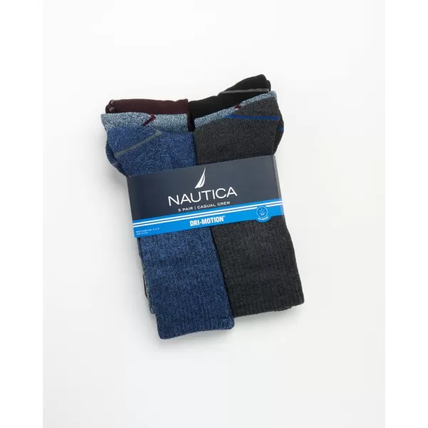 Nautica Mens Dress Socks  LightCushion Crew Socks 5 PackMulti