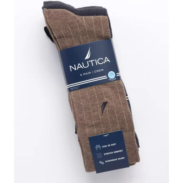 Nautica Mens Dress Socks  Lightweight Crew Socks 5 PackAssorted Rib