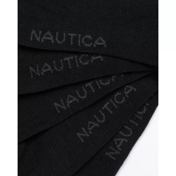 Nautica Mens Dress Socks  Lightweight Crew Socks 5 PackBlack Mini Rib