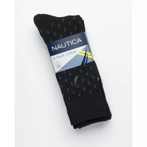 Nautica Mens Dress Socks  Lightweight Crew Socks 5 PackBlack Stripe