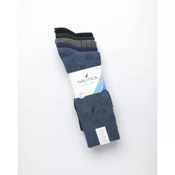 Nautica Mens Dress Socks  Lightweight Crew Socks 5 PackBlueGrey Heather