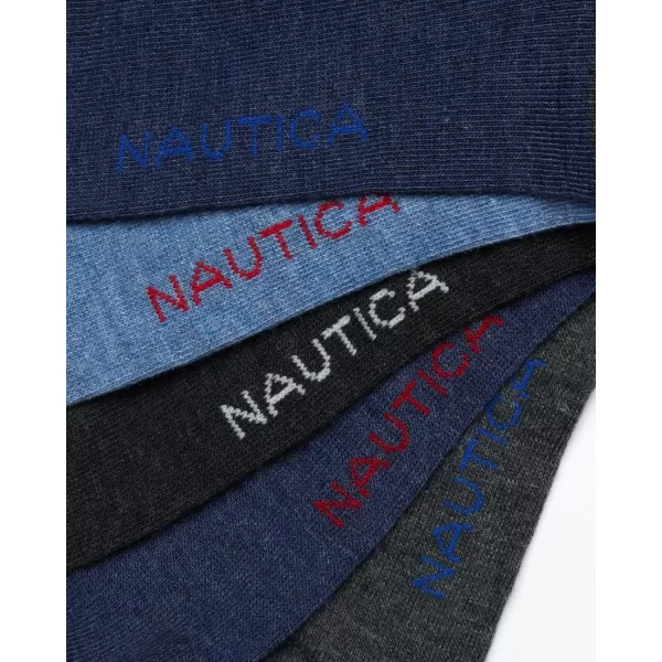 Nautica Mens Dress Socks  Lightweight Crew Socks 5 PackDark Denim Heather