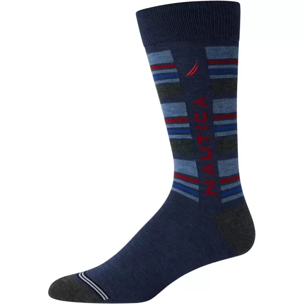 Nautica Mens Dress Socks  Lightweight Crew Socks 5 PackDark Denim Heather