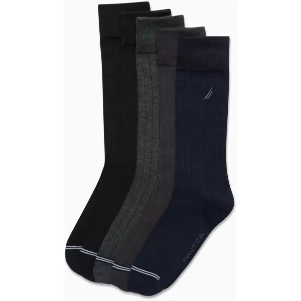 Nautica Mens Dress Socks  Lightweight Crew Socks 5 PackNavy Multi