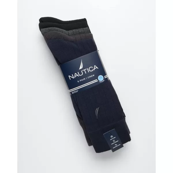 Nautica Mens Dress Socks  Lightweight Crew Socks 5 PackNavy Multi
