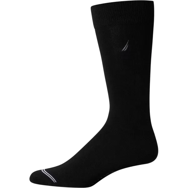 Nautica Mens Dress Socks  Patterned Crew Socks 10 PackAll Black