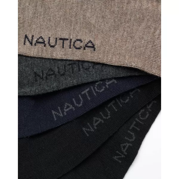 Nautica Mens Dress Socks  Patterned Crew Socks 10 PackBrown Heather