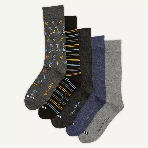 Nautica Mens Dress Socks  Patterned Crew Socks 10 PackInk