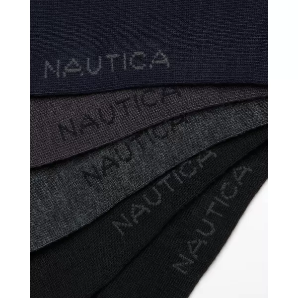 Nautica Mens Dress Socks  Patterned Crew Socks 10 PackNavy Assortment