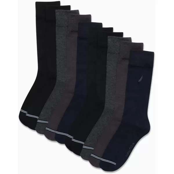 Nautica Mens Dress Socks  Patterned Crew Socks 10 PackNavy Assortment