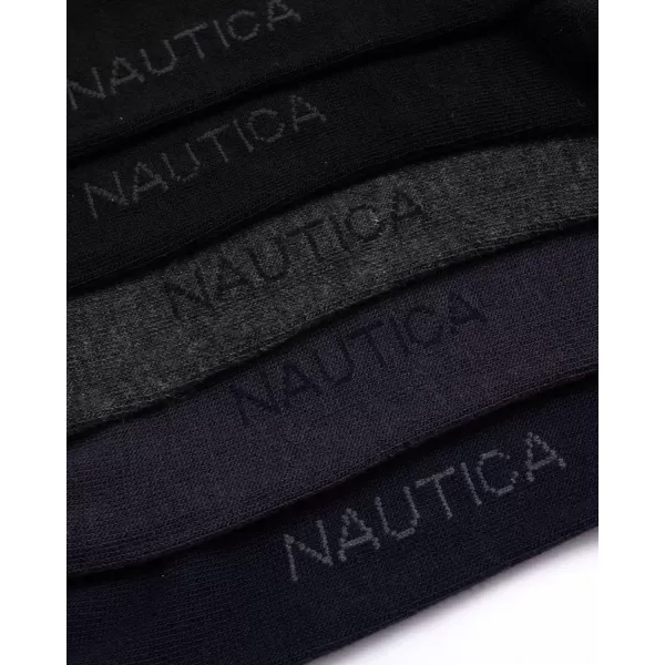 Nautica Mens Dress Socks  Patterned Crew Socks 10 PackNavyGreyBlack