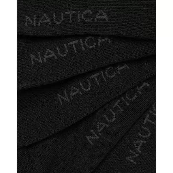 Nautica Mens Dress Socks  Solid Crew Socks 10 PackBlack Flat Knit