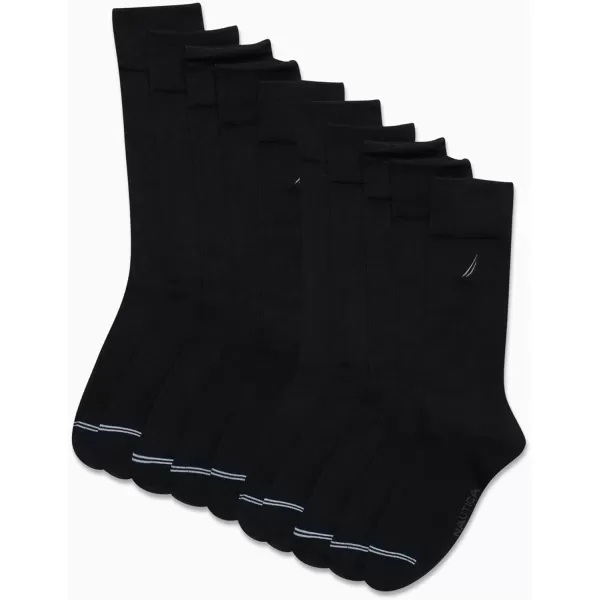 Nautica Mens Dress Socks  Solid Crew Socks 10 PackBlack Mini Rib