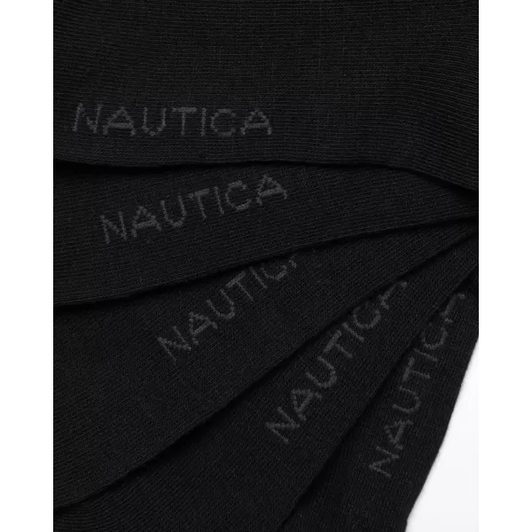 Nautica Mens Dress Socks  Solid Crew Socks 10 PackBlack Stripe