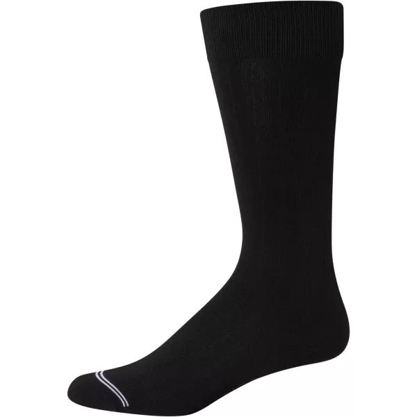 Nautica Mens Dress Socks  Solid Crew Socks 10 PackBlack Wide Rib