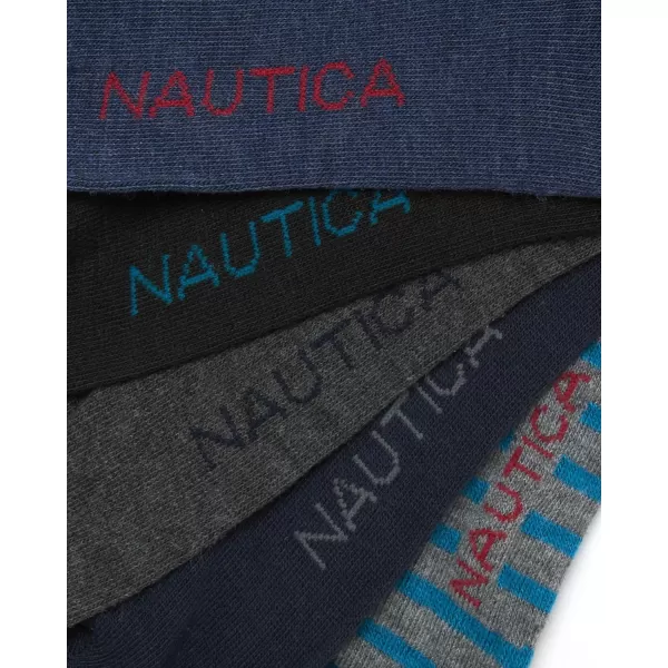 Nautica Mens Dress Socks  Solid Crew Socks 10 PackBlueBlack Argyle