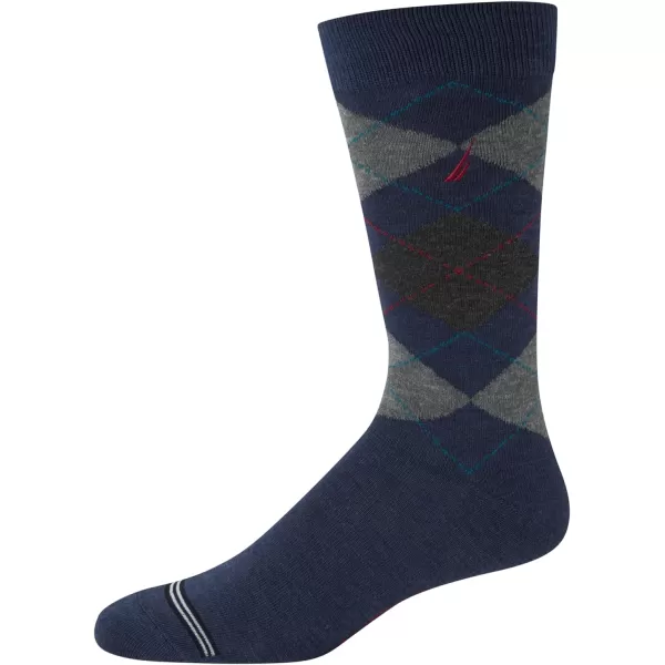 Nautica Mens Dress Socks  Solid Crew Socks 10 PackBlueBlack Argyle