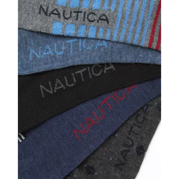 Nautica Mens Dress Socks  Solid Crew Socks 10 PackBlueBlackGrey