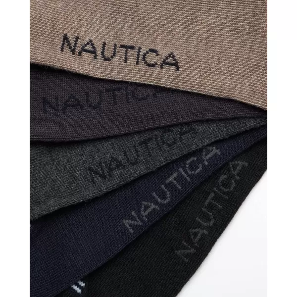 Nautica Mens Dress Socks  Solid Crew Socks 10 PackBrown Heather Assorted