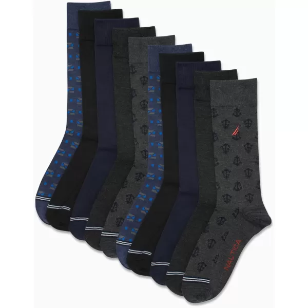 Nautica Mens Dress Socks  Solid Crew Socks 10 PackDark Grey Heather