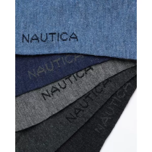 Nautica Mens Dress Socks  Solid Crew Socks 10 PackDenim Heather Assorted