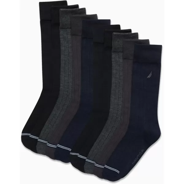 Nautica Mens Dress Socks  Solid Crew Socks 10 PackNavy Multi