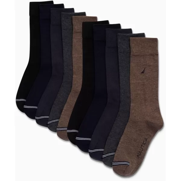 Nautica Mens Dress Socks nbsp Solid Crew Socks 10 PackAssorted