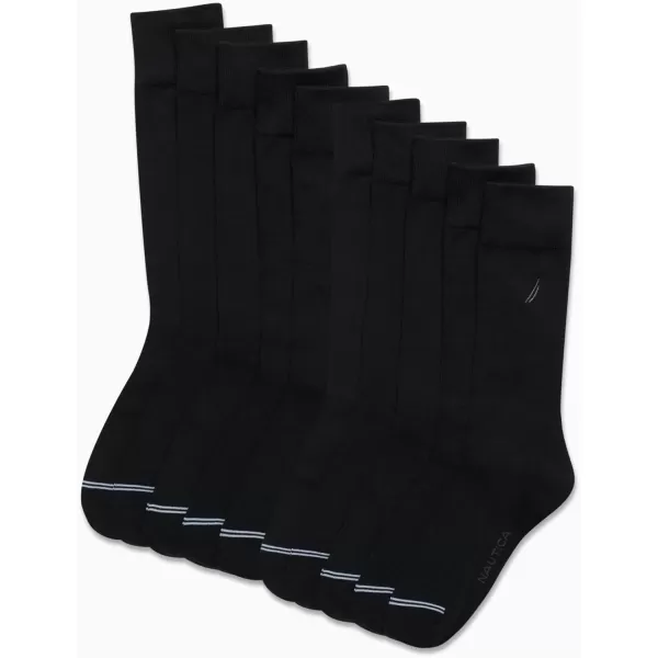 Nautica Mens Dress Socks nbsp Solid Crew Socks 10 PackBlack