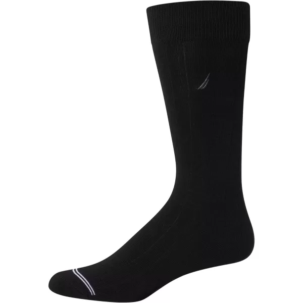 Nautica Mens Dress Socks nbsp Solid Crew Socks 10 PackBlack Rib