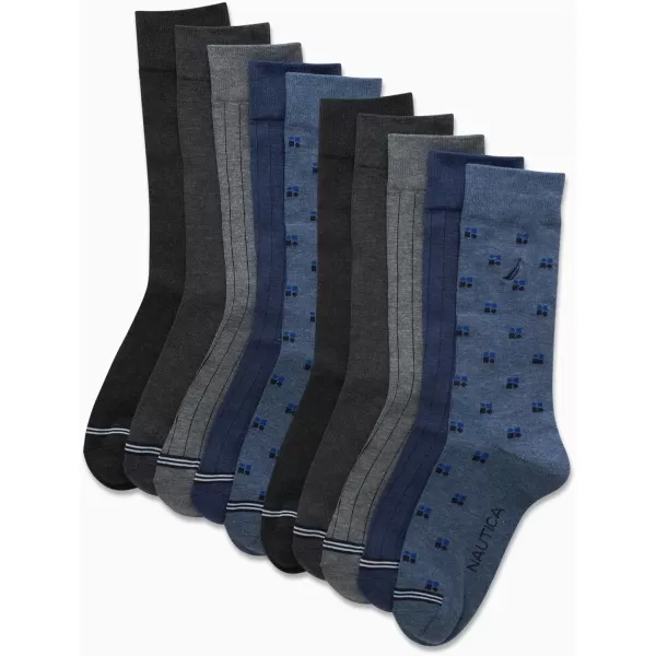 Nautica Mens Dress Socks nbsp Solid Crew Socks 10 PackMedium Denim