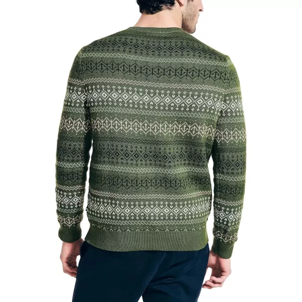 Nautica Mens Fair Isle Crewneck Sweater ChiveNautica Mens Fair Isle Crewneck Sweater Chive