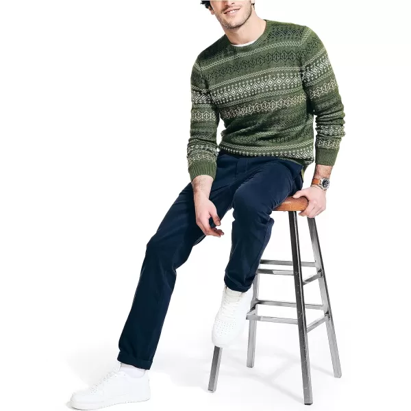 Nautica Mens Fair Isle Crewneck SweaterChive