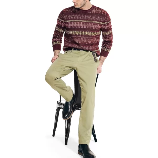 Nautica Mens Fair Isle Crewneck SweaterDeep Crimson