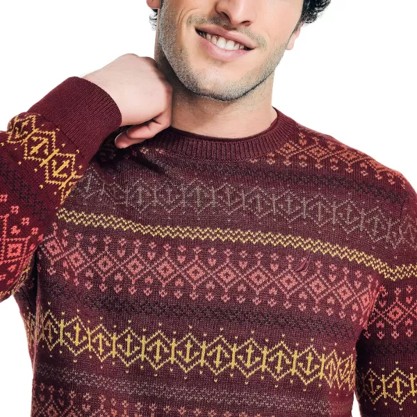 Nautica Mens Fair Isle Crewneck SweaterDeep Crimson