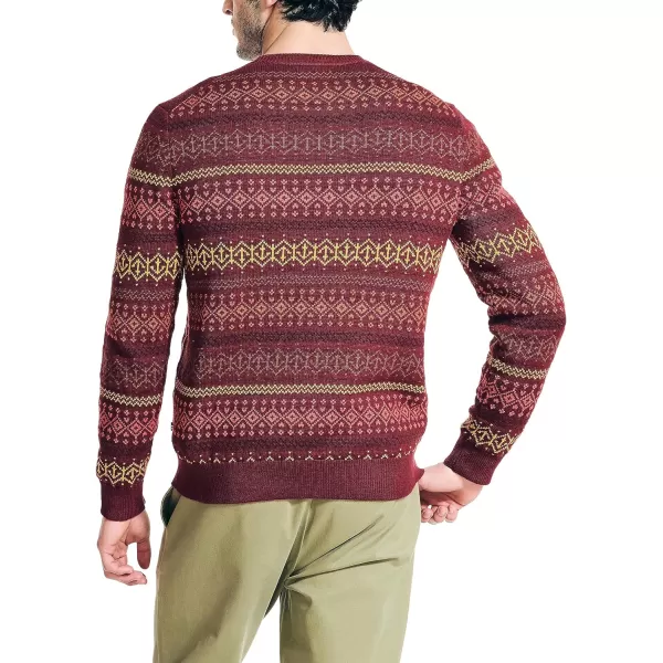 Nautica Mens Fair Isle Crewneck SweaterDeep Crimson