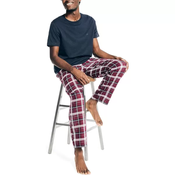 Nautica Mens Flannel Plaid Pajama Pant SetNavy