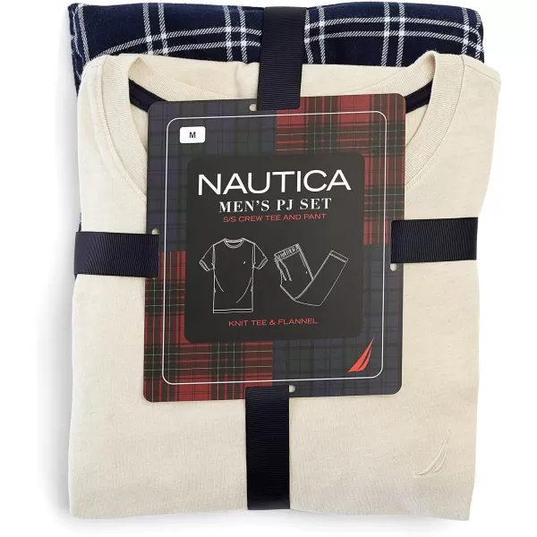 Nautica Mens Flannel Plaid Pajama Pant SetOatmeal Heather