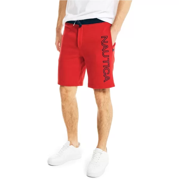 Nautica Mens Fleece Knit Logo ShortsNautica Red