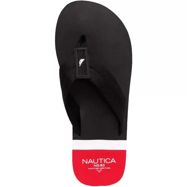 Nautica Mens Flip Flop Beach Sandal Boat Slide Water SlippersBradly Black