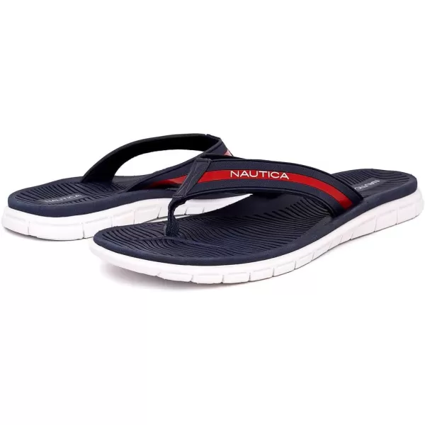 Nautica Mens Flip Flop Beach Sandal Boat Slide Water SlippersNavy Redtheo