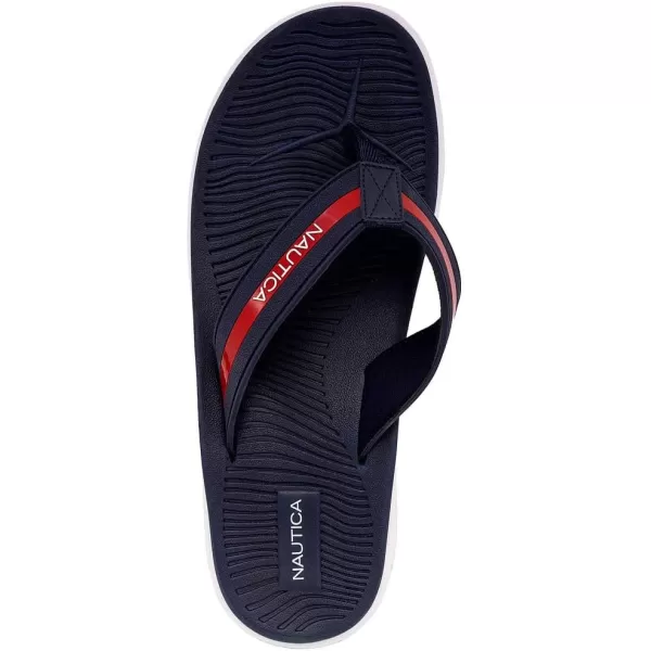 Nautica Mens Flip Flop Beach Sandal Boat Slide Water SlippersNavy Redtheo