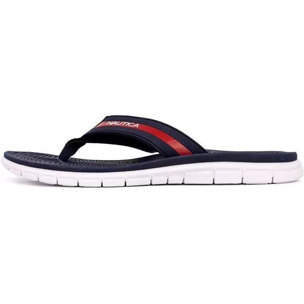 Nautica Mens Flip Flop Beach Sandal Boat Slide Water SlippersNavy Redtheo