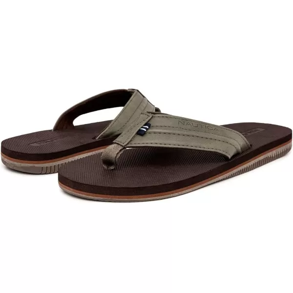 Nautica Mens Flip Flop Beach Sandal Boat Slide Water SlippersOliveclarkson