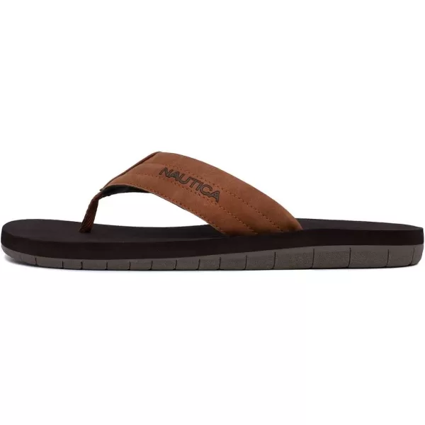 Nautica Mens Flip Flop Beach Sandal Boat Slide Water SlippersTappedbrown