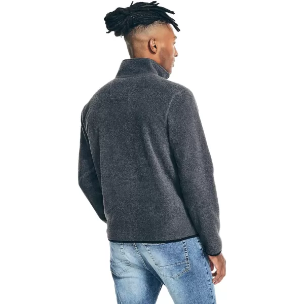 Nautica Mens FullZip Mock Neck Fleece SweatshirtNautex Collection FallWinter 2024 Charcoal Heather