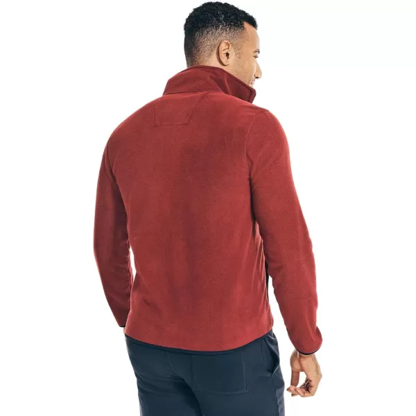 Nautica Mens FullZip Mock Neck Fleece SweatshirtNautex Collection FallWinter 2024 Deep Crimson