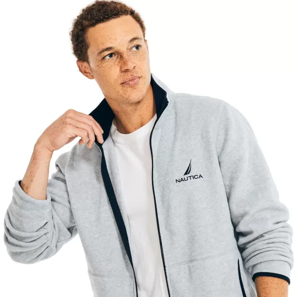 Nautica Mens FullZip Mock Neck Fleece SweatshirtNautex Collection FallWinter 2024 Grey Heather