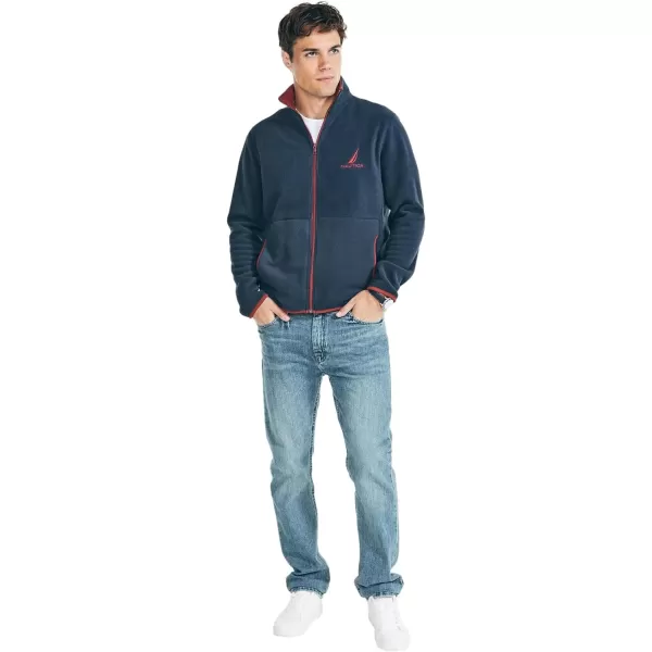 Nautica Mens FullZip Mock Neck Fleece SweatshirtNautex Collection FallWinter 2024 Navyseas